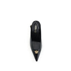 Versace Black Leather Mid Heel Pumps