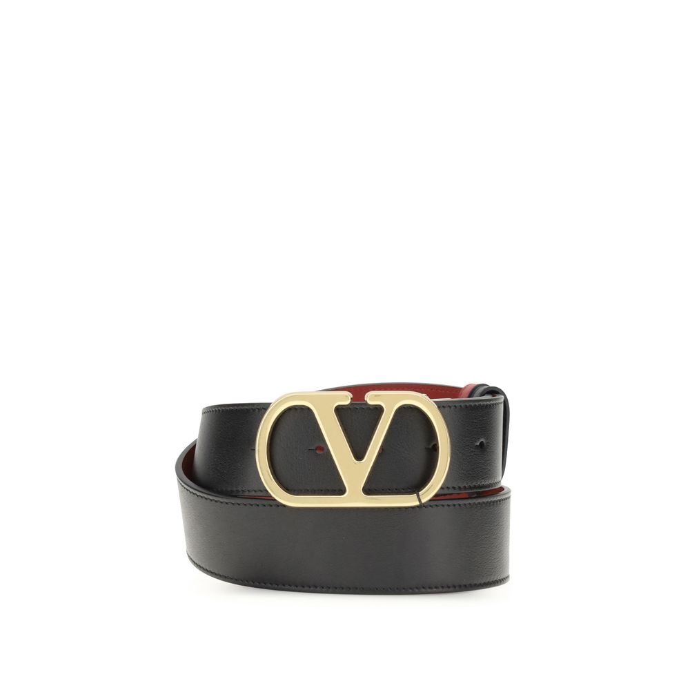 Valentino Garavani Black Calf Leather Bos Taurus Regular Belt