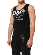 Dolce & Gabbana Black Cotton Sleeveless Tank Top DG Logo Men T-shirt