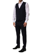 Dolce & Gabbana Black Wool 3 Piece Slim Fit Formal Men Suit