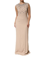 Dolce & Gabbana Nude Ecru Beaded Crystal Embellished Dress