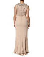 Dolce & Gabbana Nude Ecru Beaded Crystal Embellished Dress