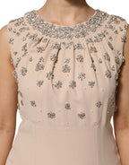 Dolce & Gabbana Nude Ecru Beaded Crystal Embellished Dress