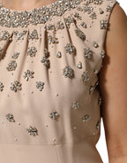 Dolce & Gabbana Nude Ecru Beaded Crystal Embellished Dress