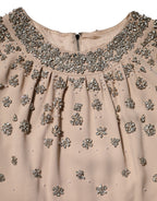Dolce & Gabbana Nude Ecru Beaded Crystal Embellished Dress