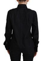 Dolce & Gabbana Black Cotton Collared Long Sleeves Shirt