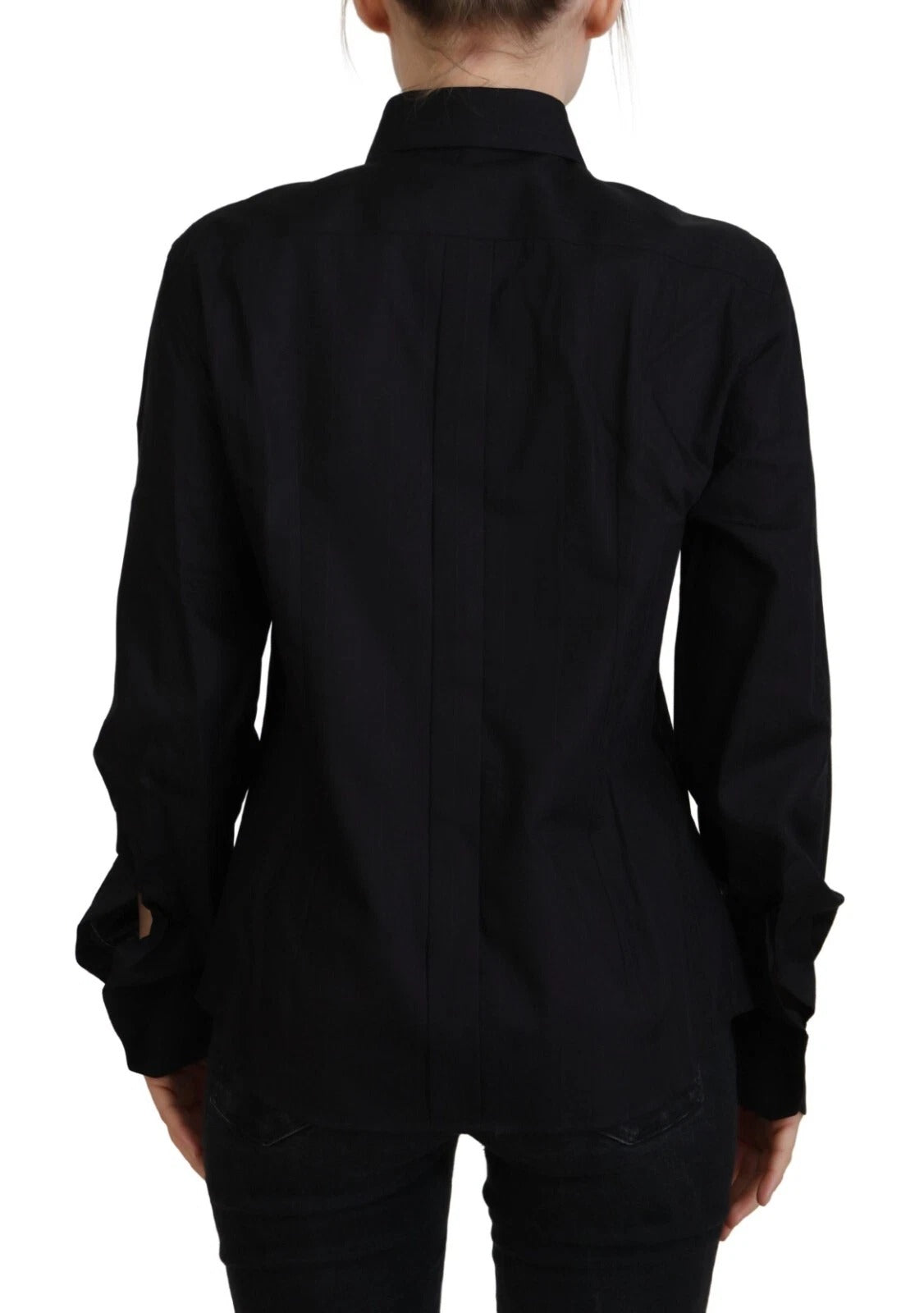 Dolce & Gabbana Black Cotton Collared Long Sleeves Shirt