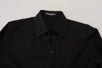 Dolce & Gabbana Black Cotton Collared Long Sleeves Shirt