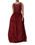 Dolce & Gabbana Burgundy Silk Beaded Evening Gown Dress