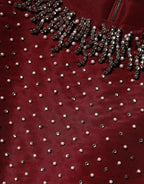 Dolce & Gabbana Burgundy Silk Beaded Evening Gown Dress