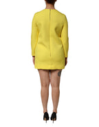 Dolce & Gabbana Yellow Viscose Acetate Mini Long Sleeve Dress