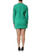 Dolce & Gabbana Green Viscose Acetate Mini Long Sleeve Dress