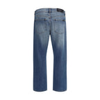 7FOR Blue Cotton Straight-Leg Jeans