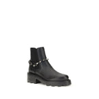 Valentino Garavani Black Calf Leather Bos Taurus Ankle Boots