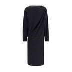 Fabiana Filippi Black Fleece Wool Casual Dress