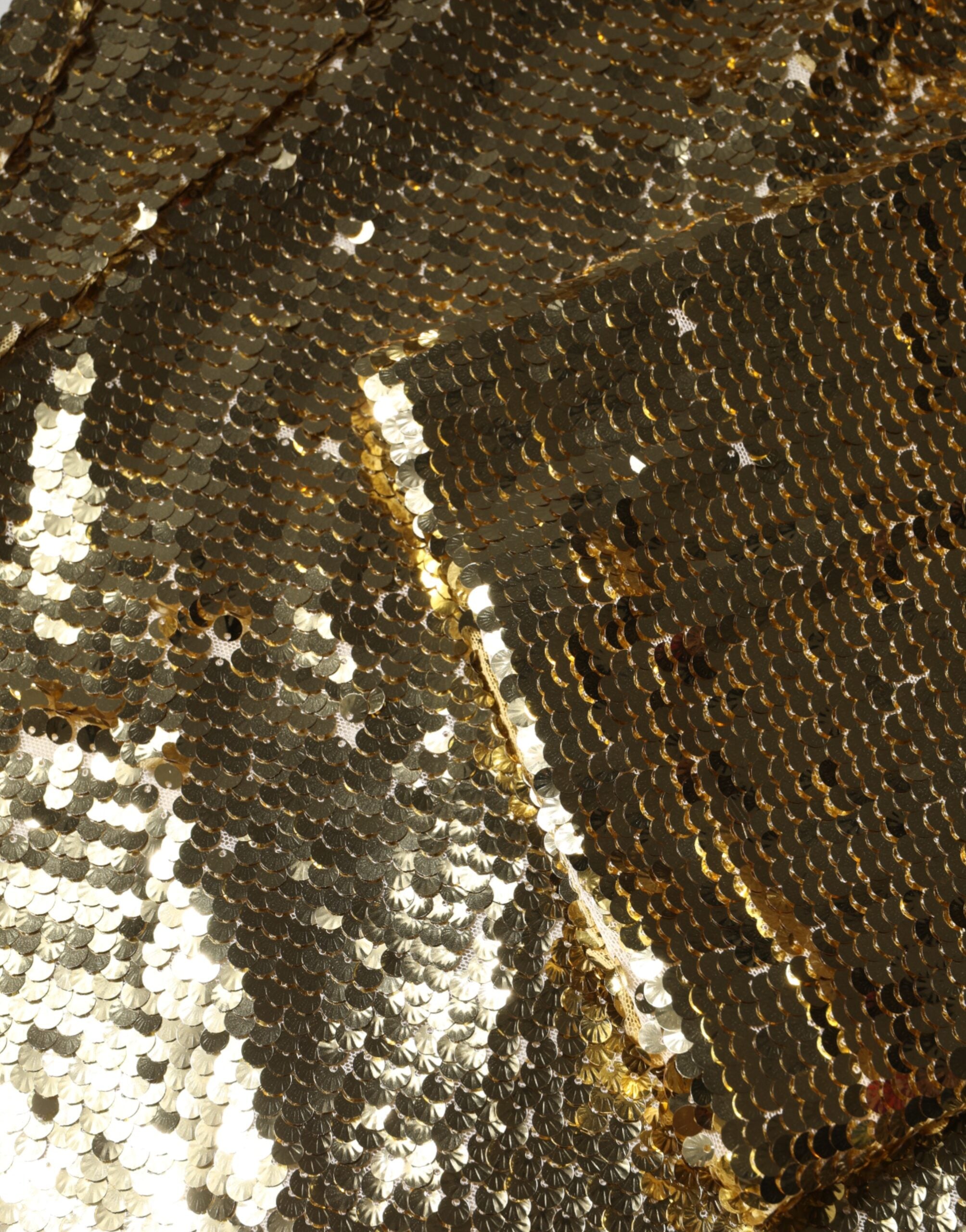 Dolce & Gabbana Gold Sequin Long Sleeve Mini Dress