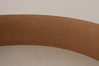 Costume National Brown Leather Gold Metal Oval Buckle Belt
