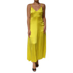 Tonello Yellow Silk Satin Slip Maxi Spaghetti Strap Maxi Dress