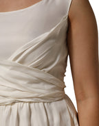 L'Autre Chose Ivory White Sleeveless Maxi Cupro Viscose Dress