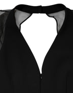 Emporio Armani Black Sheer Sleeve Belted V-Neck Mini Dress