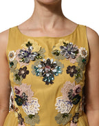 Dolce & Gabbana Yellow Silk Floral Embroidered Maxi Dress