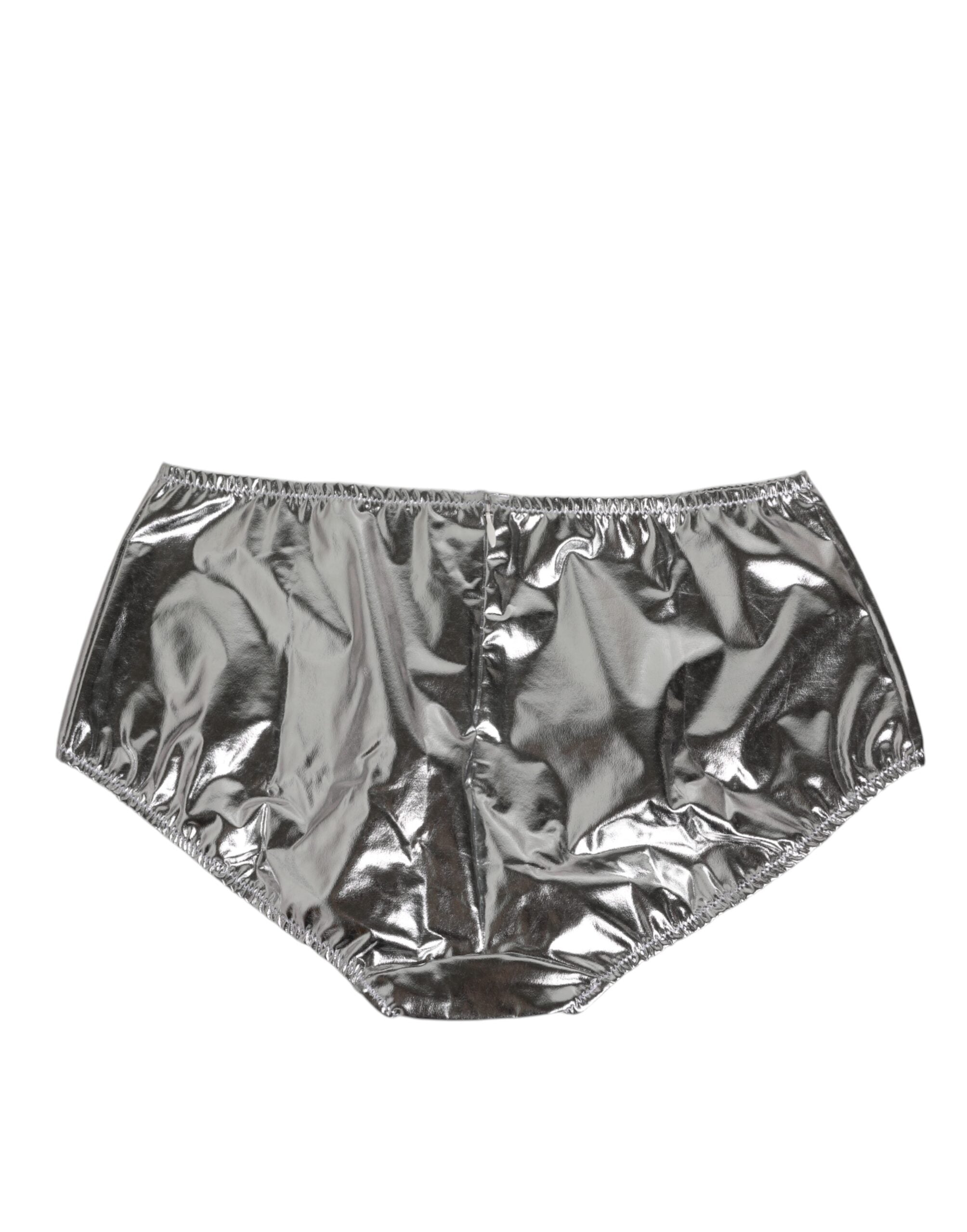 Dolce & Gabbana Silver Metallic High Waist Bikini Bottom Women  Underwear