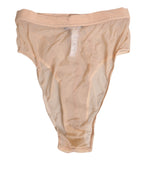 Dolce & Gabbana Beige Sheer Mesh High Waist Panty Underwear