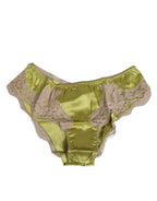 Dolce & Gabbana Green Silk Satin Lace Trim New Slip Underwear