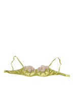 Dolce & Gabbana Lime Green Silk Satin Lace Padded Balconnet Underwear