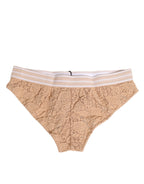 Dolce & Gabbana Beige Lace Brasiliano Briefs Logo Waistband Underwear