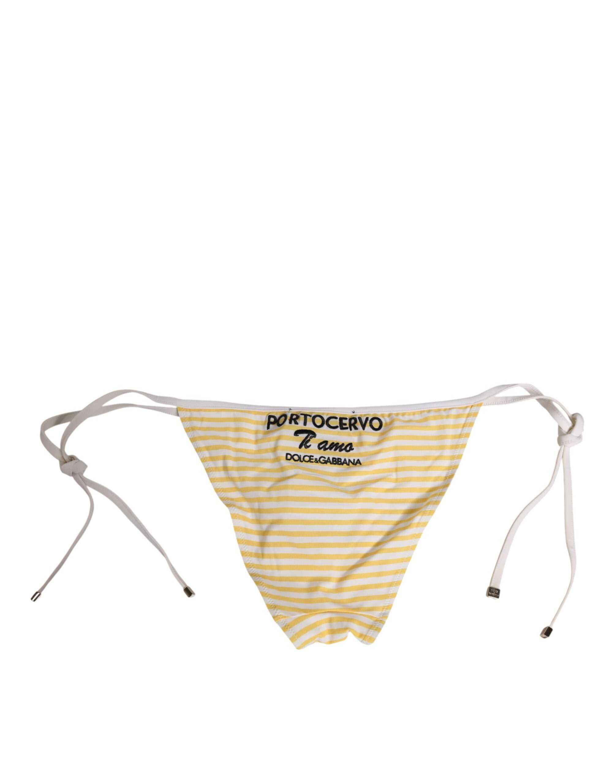 Dolce & Gabbana White Yellow Stripe Tie Side Logo Underwear
