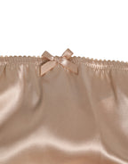 Dolce & Gabbana Rosy Beige Silk Satin Lace Trim Panty Underwear