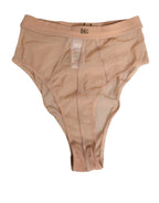 Dolce & Gabbana Beige Sheer Mesh High Waist Briefs Underwear