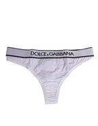 Dolce & Gabbana White Logo Waistband Modal Cotton Thong  Underwear