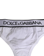 Dolce & Gabbana White Logo Waistband Modal Cotton Thong  Underwear