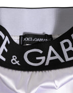 Dolce & Gabbana White Satin High-Waist Black Logo Women Underwear
