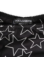 Dolce & Gabbana Black White Star Print Cotton Slip Panty Underwear