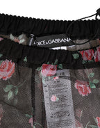 Dolce & Gabbana Black Pink Floral Lace Mesh Lingeri Underwear
