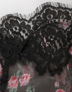 Dolce & Gabbana Black Pink Floral Lace Mesh Lingeri Underwear