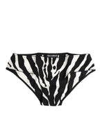 Dolce & Gabbana Black White Zebra Print Slip Briefs Underwear