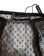 Dolce & Gabbana Black Sheer Polka Dot Lace High Waist Underwear