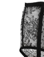 Dolce & Gabbana Black Sheer Polka Dot Lace High Waist Underwear