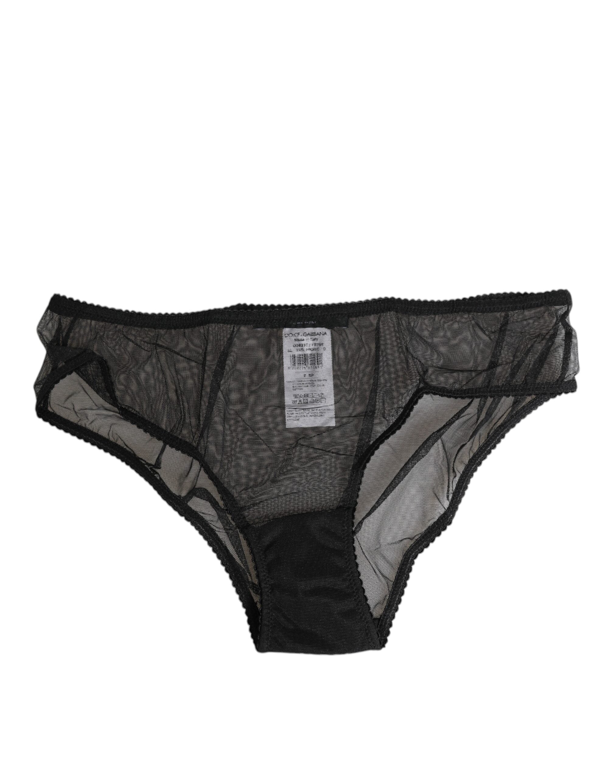 Dolce & Gabbana Black Sheer Mesh Lace Bikini Briefs Underwear
