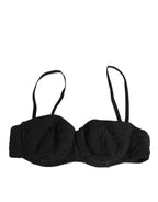 Dolce & Gabbana Black Polyester Embroidered Underwire Bra Underwear