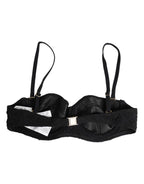 Dolce & Gabbana Black Polyester Embroidered Underwire Bra Underwear