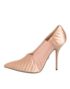 Dolce & Gabbana Cipria Nude Satin Mesh Stiletto Pumps Shoes