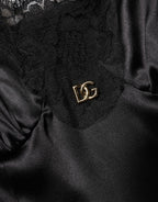 Dolce & Gabbana Black Silk Blend Lace Trim Sleeveless Mini Dress