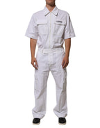 Dolce & Gabbana White Barcode Patch Utility Zip Jumpsuit Pants