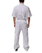 Dolce & Gabbana White Barcode Patch Utility Zip Jumpsuit Pants