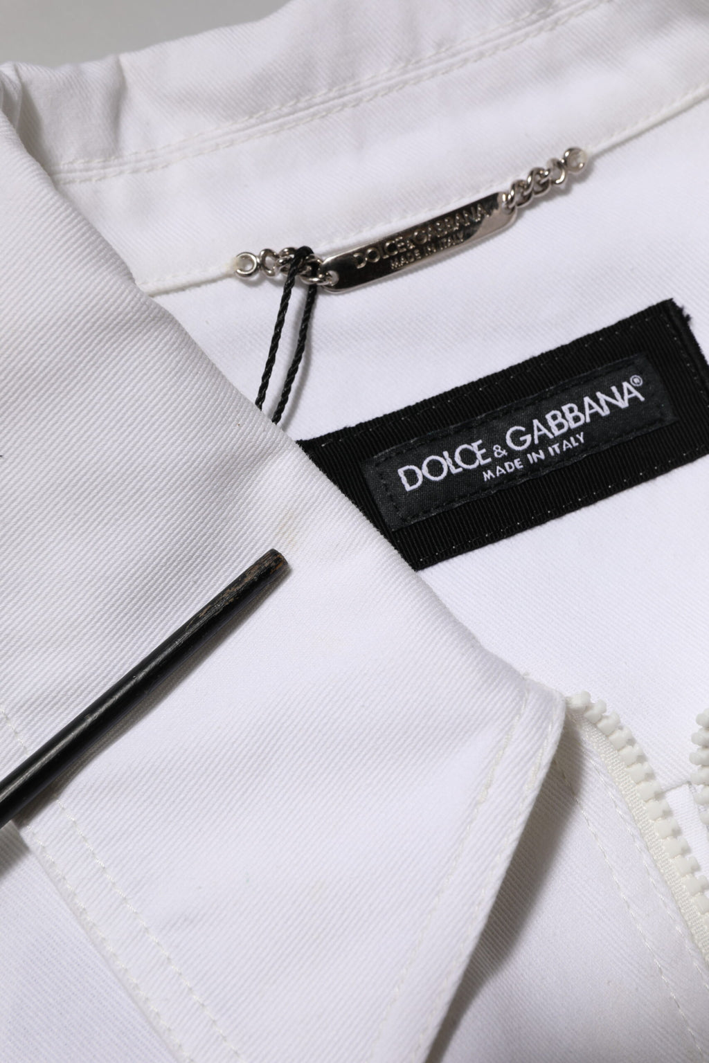 Dolce & Gabbana White Barcode Patch Utility Zip Jumpsuit Pants